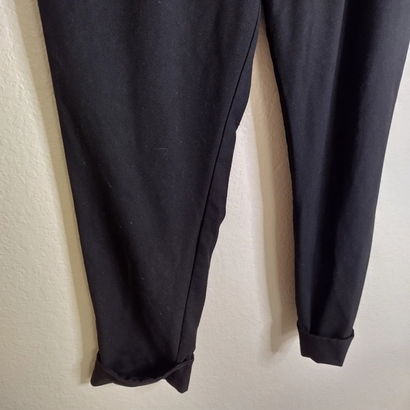 Free People Trouser Onyx Black Rolled Cuff Hem Straight Leg Sz 6 - Picture 4 of 10